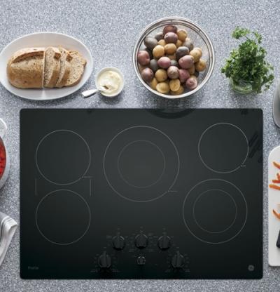 30" GE Profile  Electric Cooktop with Built-In Knob Control - PP7030DJBB