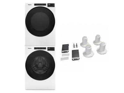 27" Whirlpool Stacking Kit and Front Load Washer and Electric Dryer -  W10869845-WFW5605MW-YWED5605MW