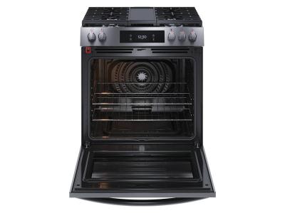 30" Frigidaire Gallery Gas Range with Air Fry in Black Stainless Steel - GCFG3060BD