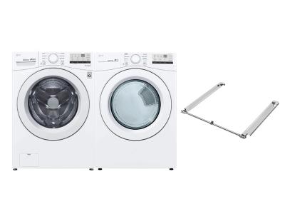 27" LG Stacking Kit and Front Load washer and Electric Dryer - KSTK4-WM3400CW-DLE3400W